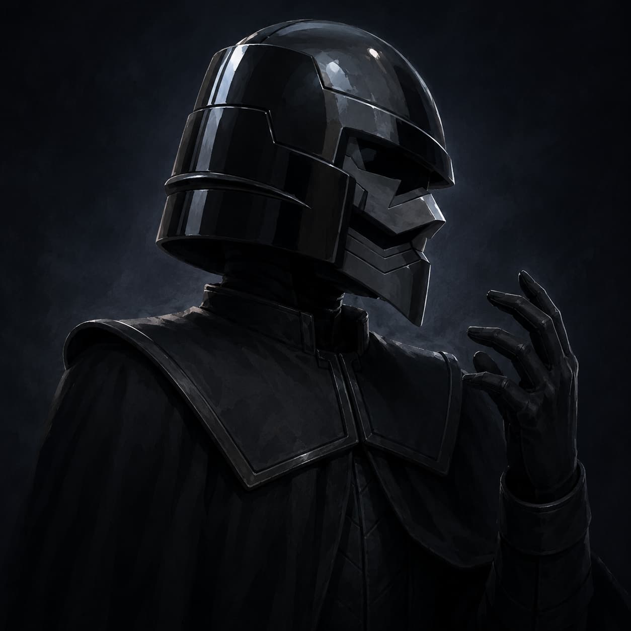 A masked stranger whose blade lights blue, not the red Kara braces for