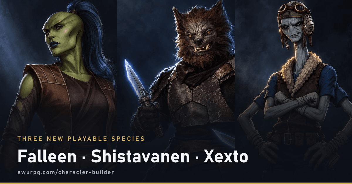 Cover image for Three New Species: Falleen, Shistavanen and Xexto