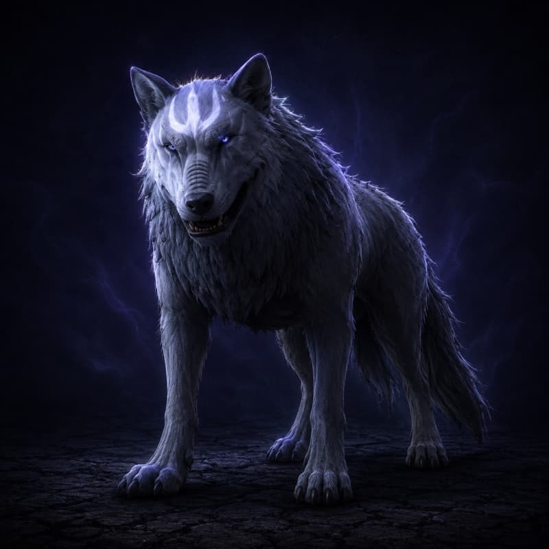 Alpha Loth-Wolf — Beast (Force-Sensitive) stat-block portrait for the Star Wars Universe RPG, Threat Rating 4