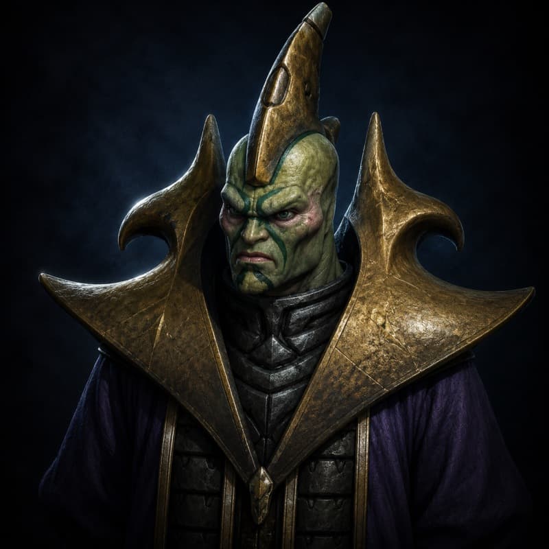 Black Sun Vigo — Humanoid stat-block portrait for the Star Wars Universe RPG, Threat Rating 5