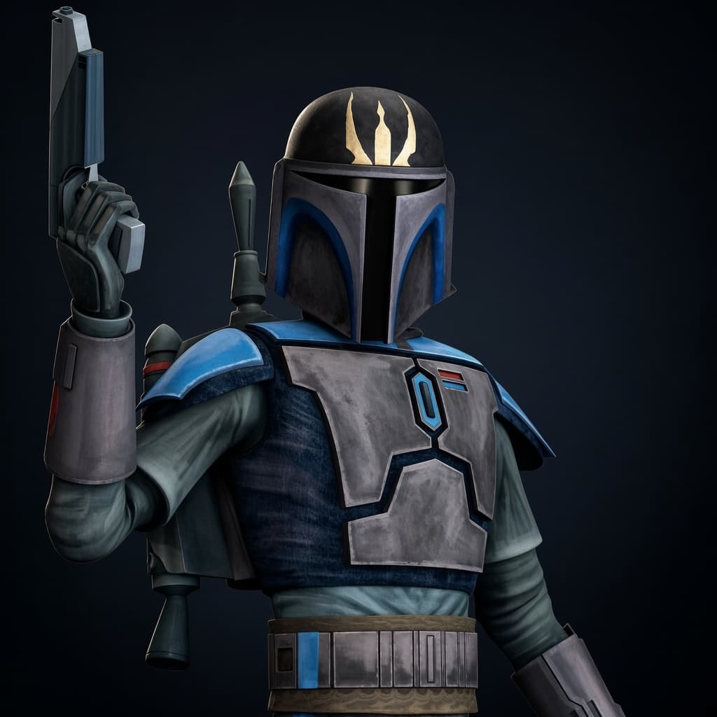 Death Watch Warrior — Humanoid stat-block portrait for the Star Wars Universe RPG, Threat Rating 4