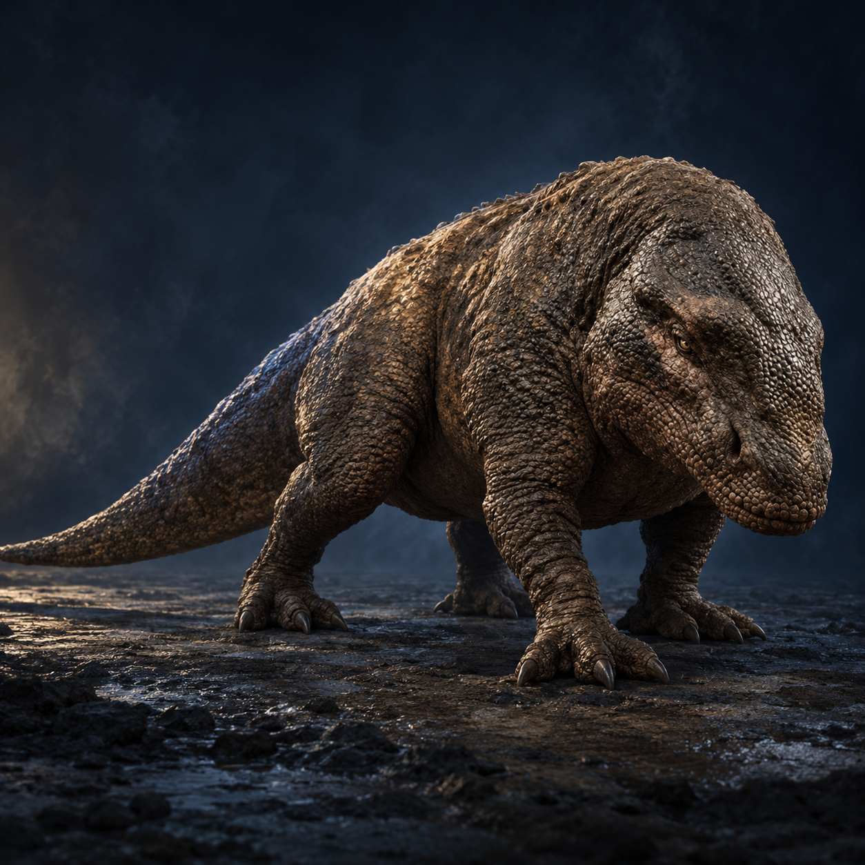 Dewback — Beast stat-block portrait for the Star Wars Universe RPG, Threat Rating 1