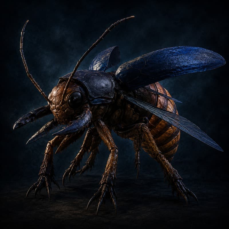 Flame Beetle — Beast stat-block portrait for the Star Wars Universe RPG, Threat Rating 0.25