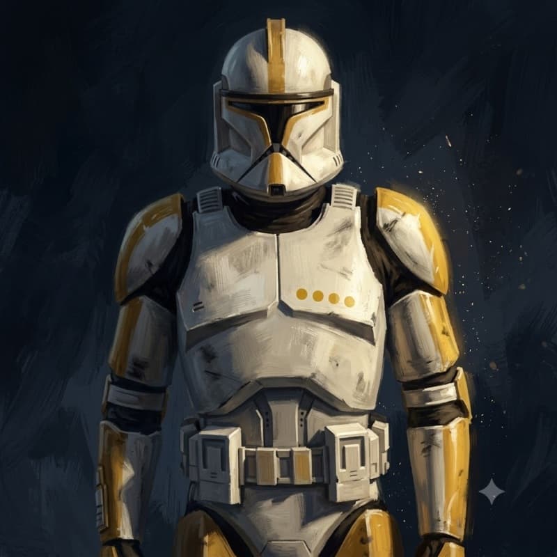 Clone Commander — Humanoid stat-block portrait for the Star Wars Universe RPG, Threat Rating 6