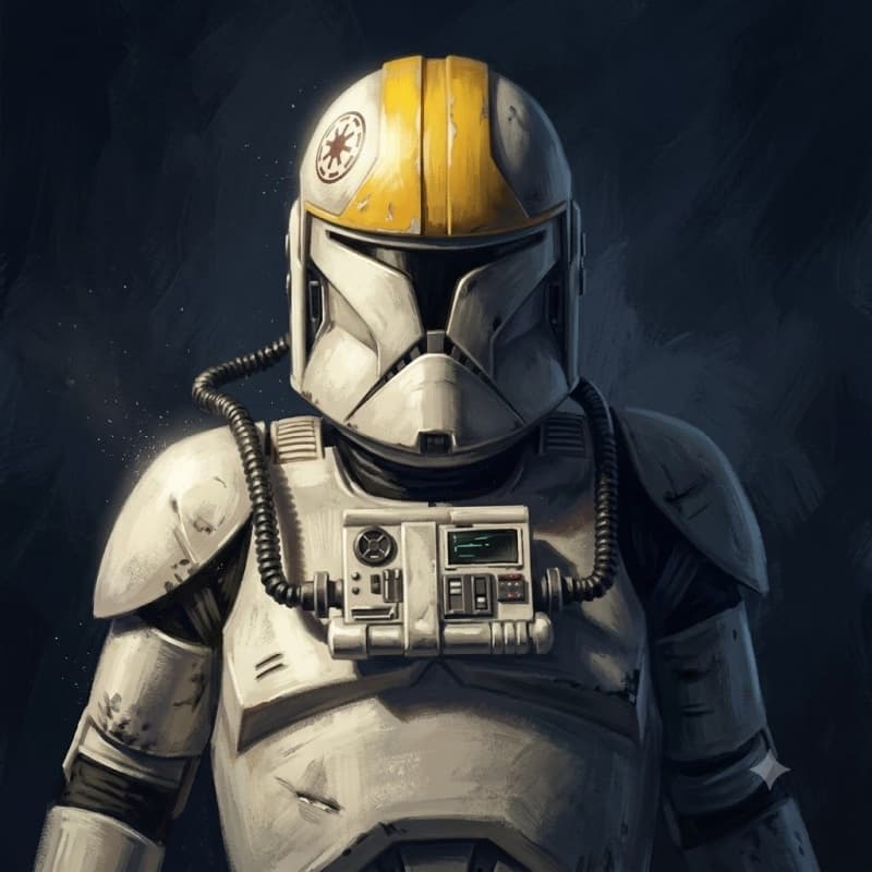 Clone Pilot — Humanoid stat-block portrait for the Star Wars Universe RPG, Threat Rating 2
