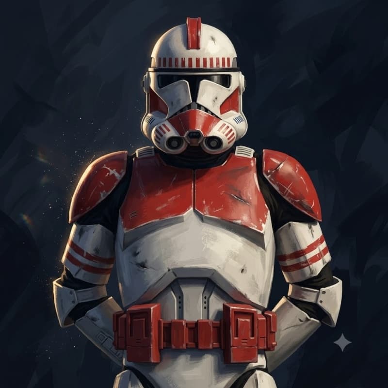 Coruscant Shock Trooper — Humanoid stat-block portrait for the Star Wars Universe RPG, Threat Rating 3