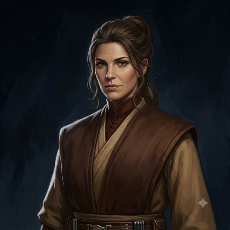 Jedi General — Humanoid stat-block portrait for the Star Wars Universe RPG, Threat Rating 8