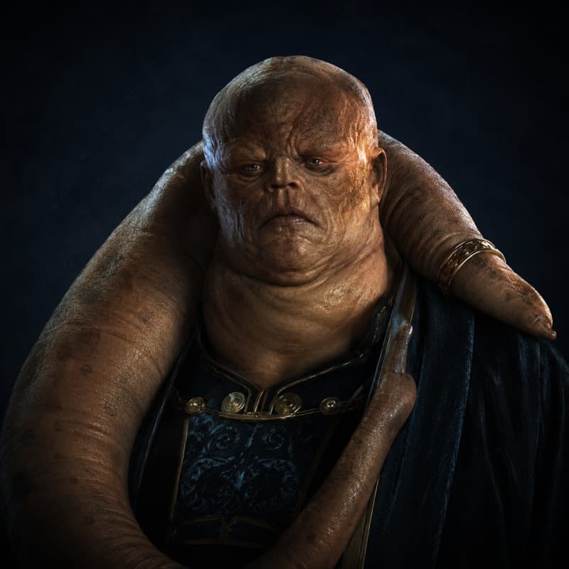 Hutt Majordomo — Humanoid stat-block portrait for the Star Wars Universe RPG, Threat Rating 3