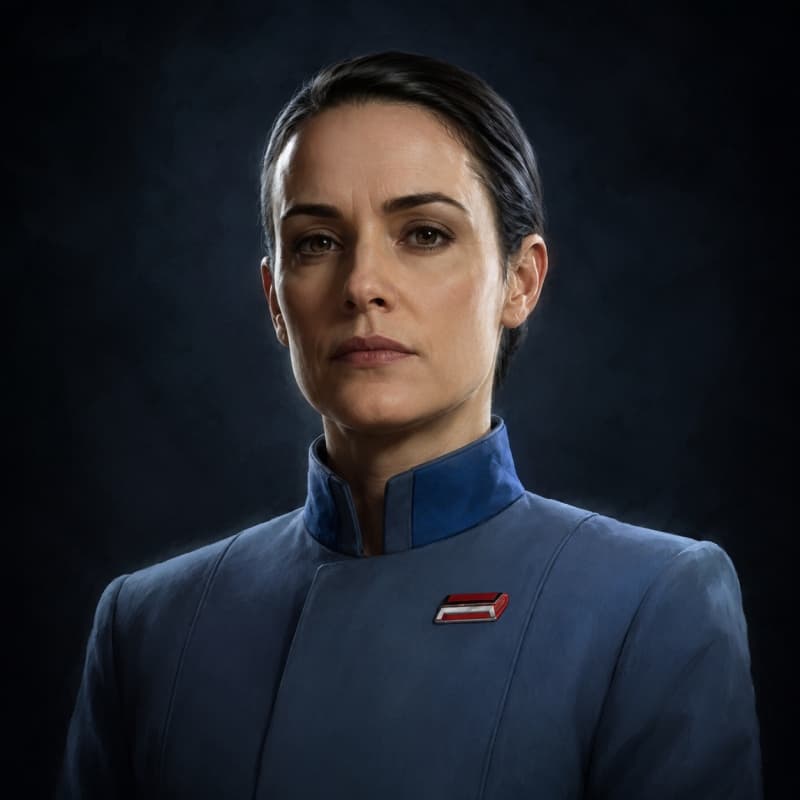 Imperial Scientist — Humanoid stat-block portrait for the Star Wars Universe RPG, Threat Rating 0.25