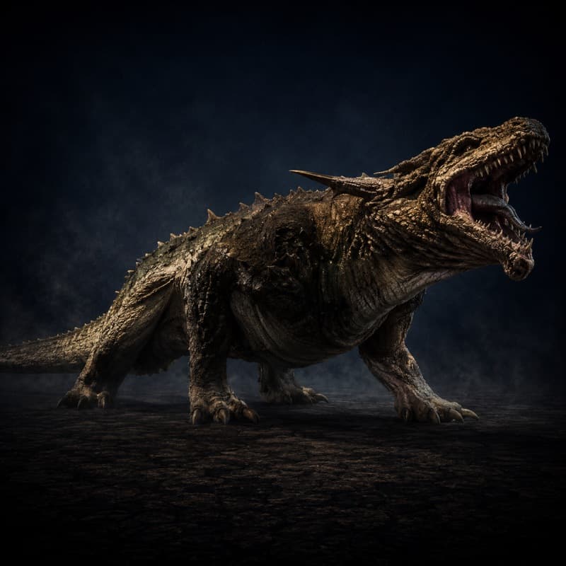 Krayt Dragon — Beast stat-block portrait for the Star Wars Universe RPG, Threat Rating 8