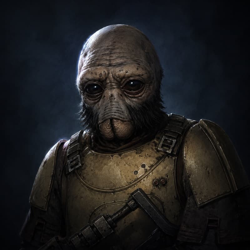 Mercenary — Humanoid stat-block portrait for the Star Wars Universe RPG, Threat Rating 1