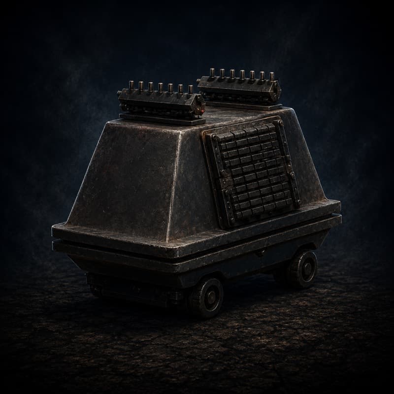 Mouse Droid (MSE-6) — Droid stat-block portrait for the Star Wars Universe RPG, Threat Rating 0.25