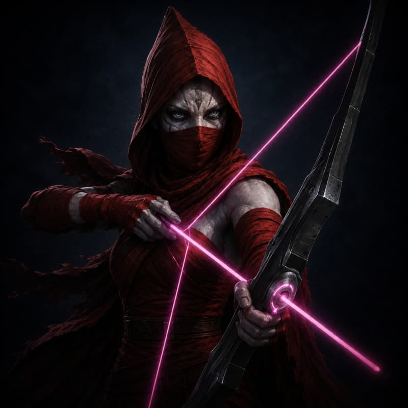 Nightsister Hunter — Humanoid stat-block portrait for the Star Wars Universe RPG, Threat Rating 2