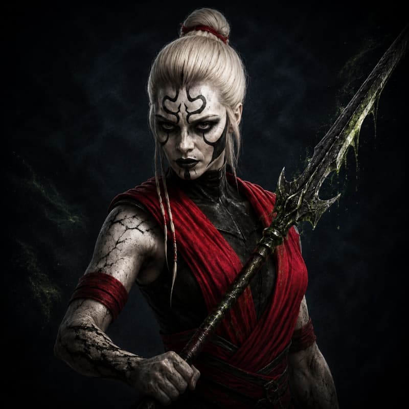 Nightsister Warrior — Humanoid stat-block portrait for the Star Wars Universe RPG, Threat Rating 3