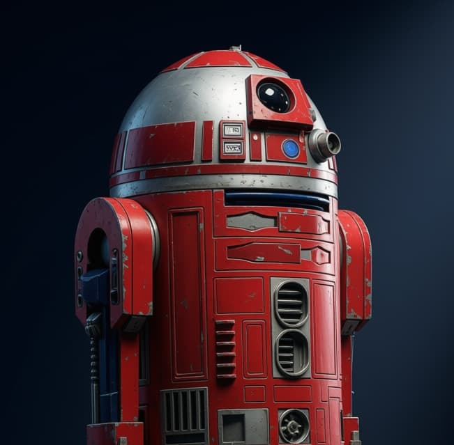 R2-Series Astromech Droid — Droid stat-block portrait for the Star Wars Universe RPG, Threat Rating 0.25