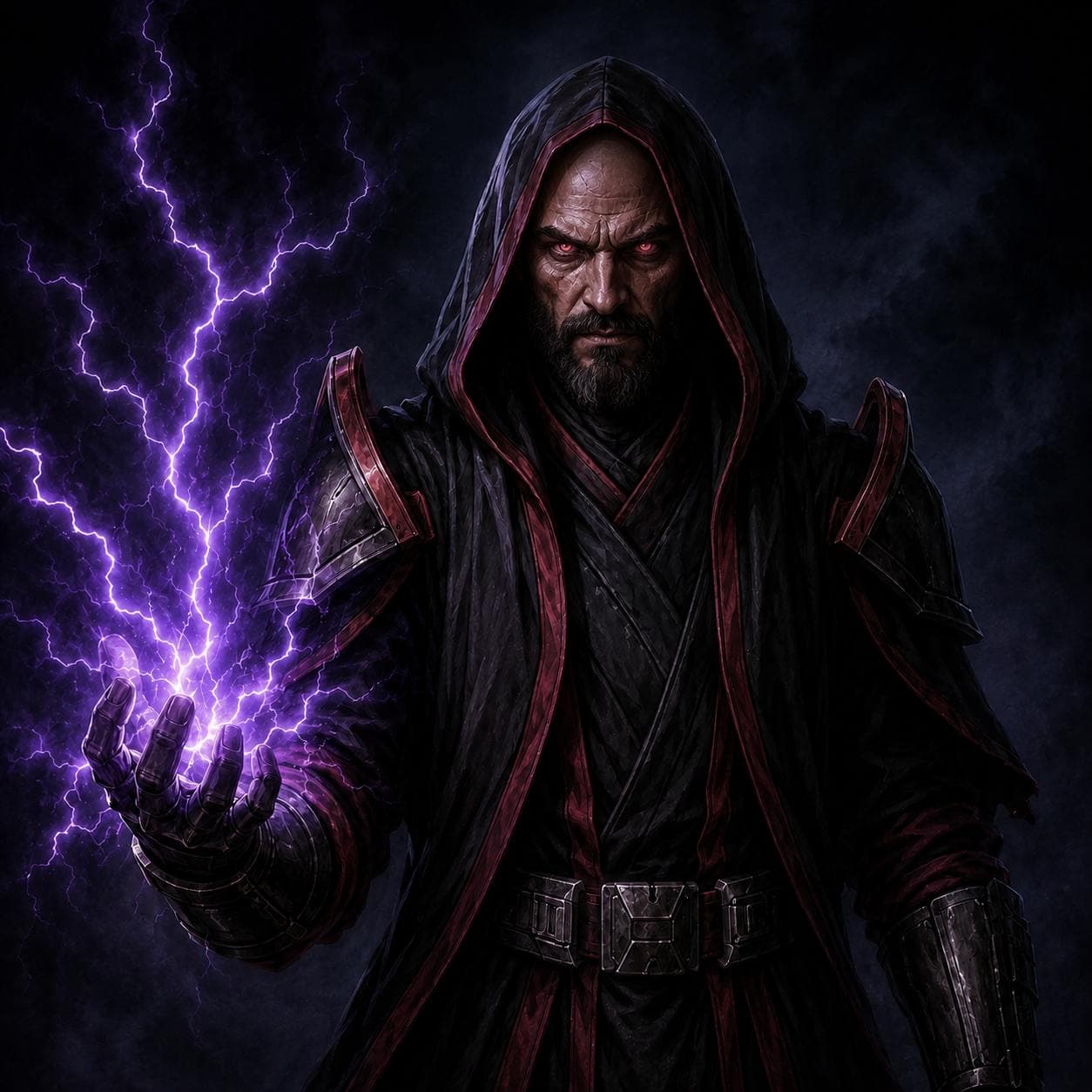 Sith Sorcerer — Humanoid stat-block portrait for the Star Wars Universe RPG, Threat Rating 6