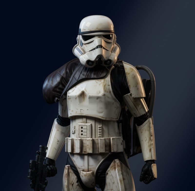 Stormtrooper Captain — Humanoid stat-block portrait for the Star Wars Universe RPG, Threat Rating 2