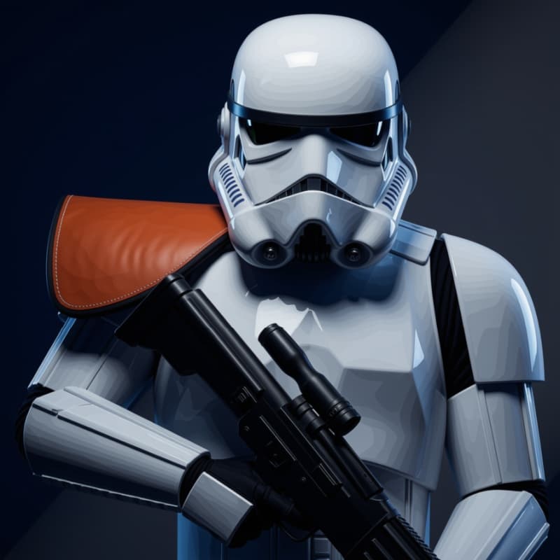 Stormtrooper Sergeant — Humanoid stat-block portrait for the Star Wars Universe RPG, Threat Rating 1