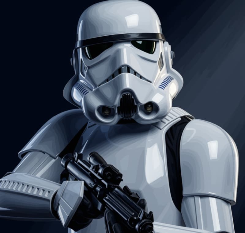 Stormtrooper — Humanoid stat-block portrait for the Star Wars Universe RPG, Threat Rating 0.5