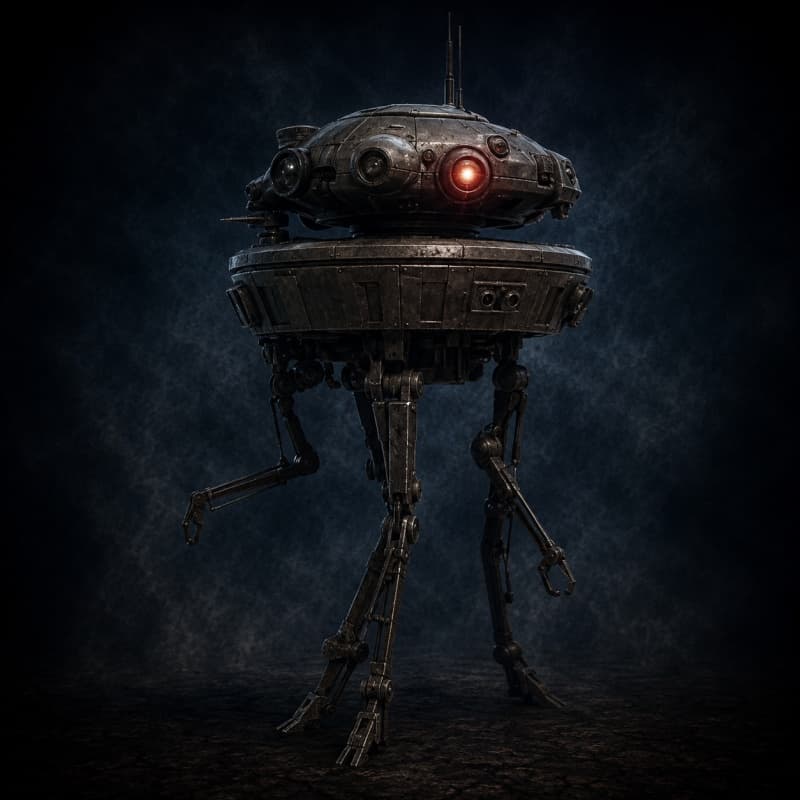Viper-Series Probe Droid — Droid stat-block portrait for the Star Wars Universe RPG, Threat Rating 1