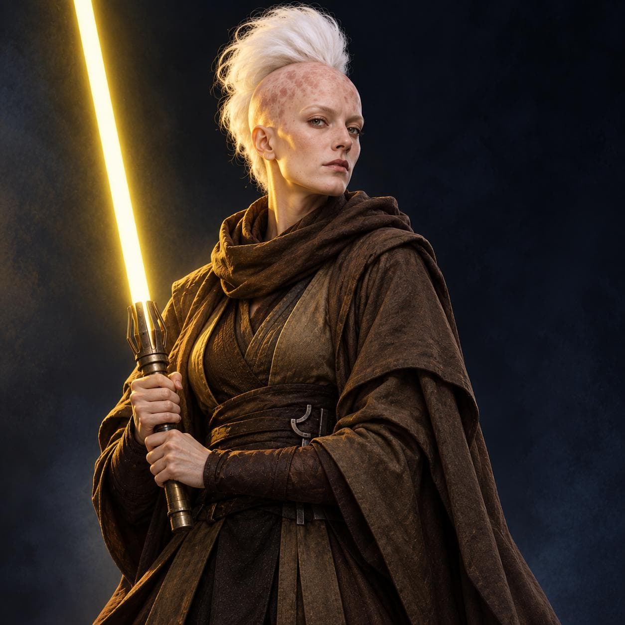 A Czerialan Jedi with a yellow blade