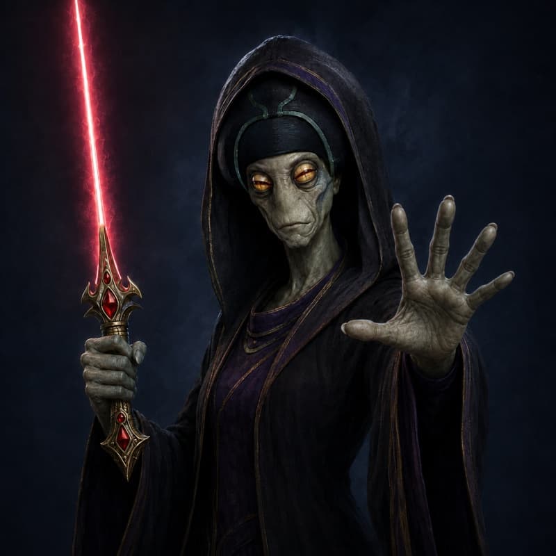 The fallen — a Neimoidian who found the dark side, and a red blade