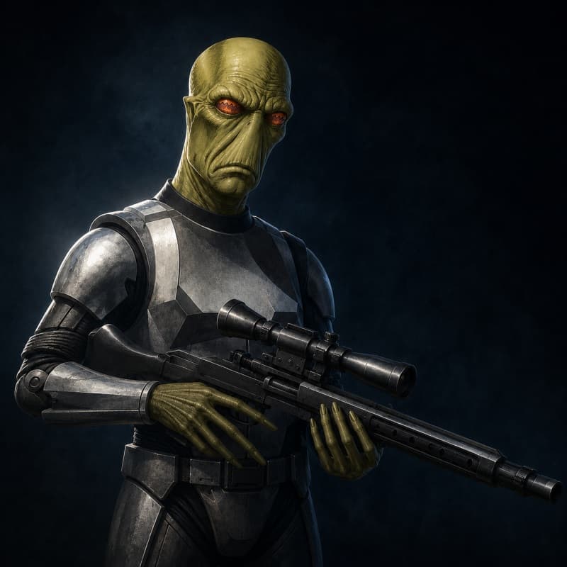 The marksman — clone-cut armor and a long rifle