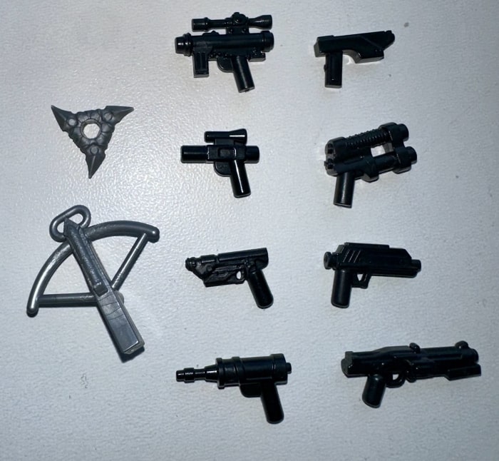 Simple ranged weapons including compact blasters and basic pistols