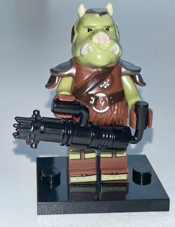 Gamorrean guard standing watch with gear