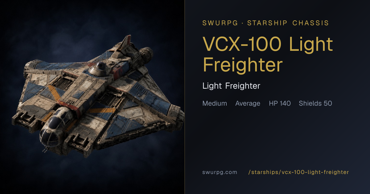 VCX-100 Light Freighter (Ghost) — Star Wars Starship Stats — SWURPG